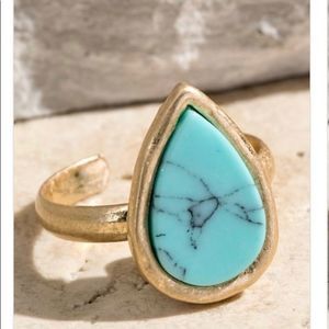 Tear Drop Semi Precious Stone Ring- Turquoise